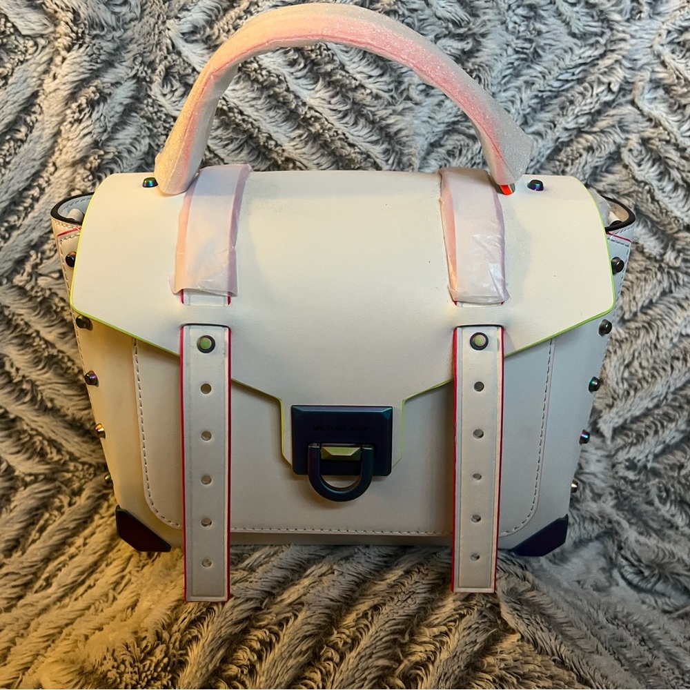 Michael Kors White Neon Manhattan Bag